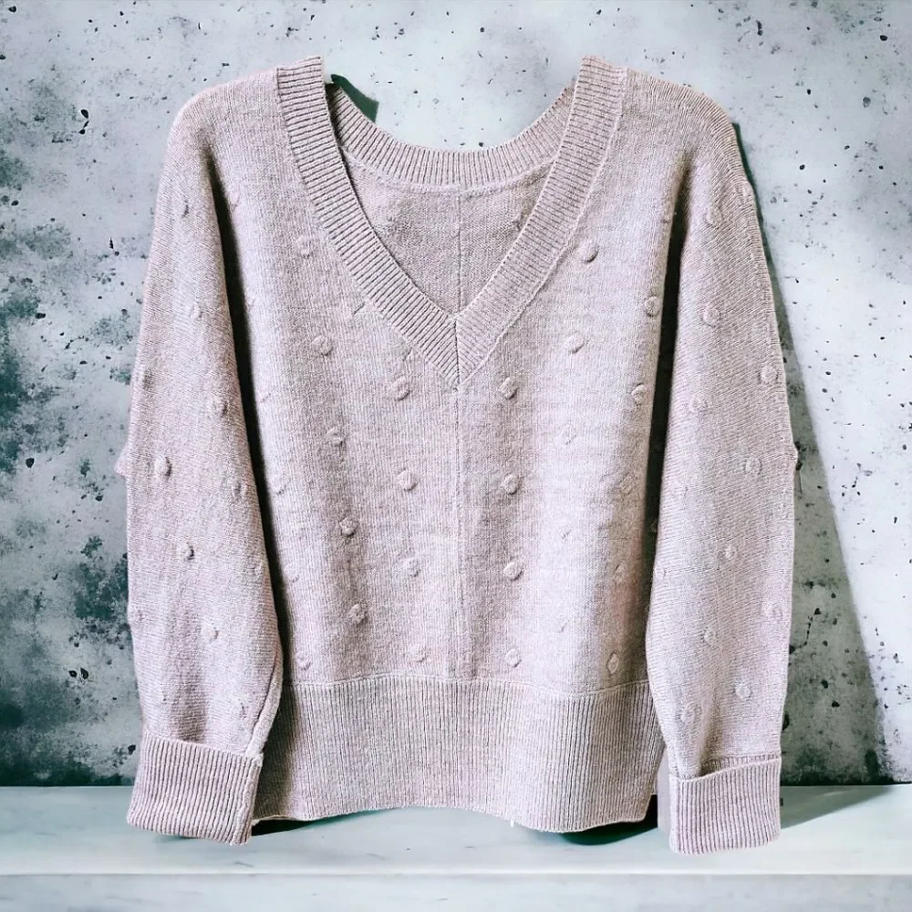 NWT WILLIAM RAST Women's V- Neck Dotted Light Pink Sweater